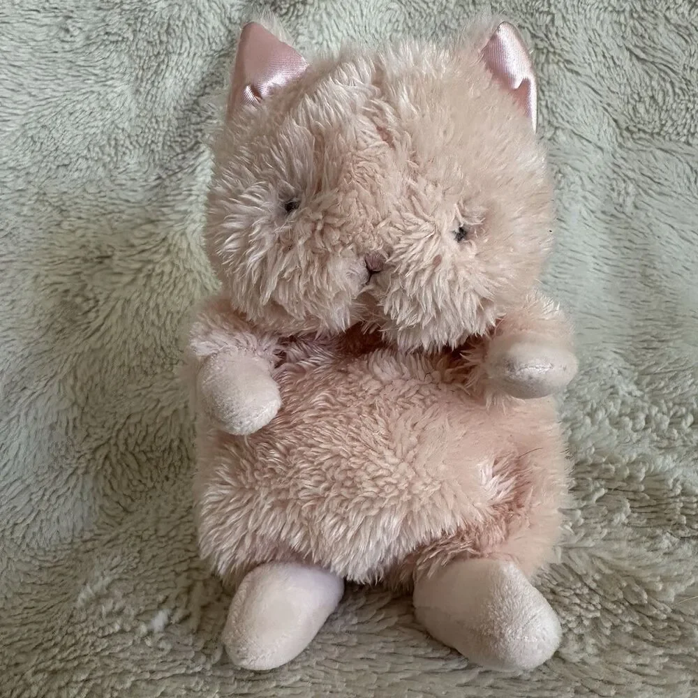 Bunnies By The Bay Wee Purr-ty Kitty Pink Cat Satin Ears 7” Plush Stuffed Animal